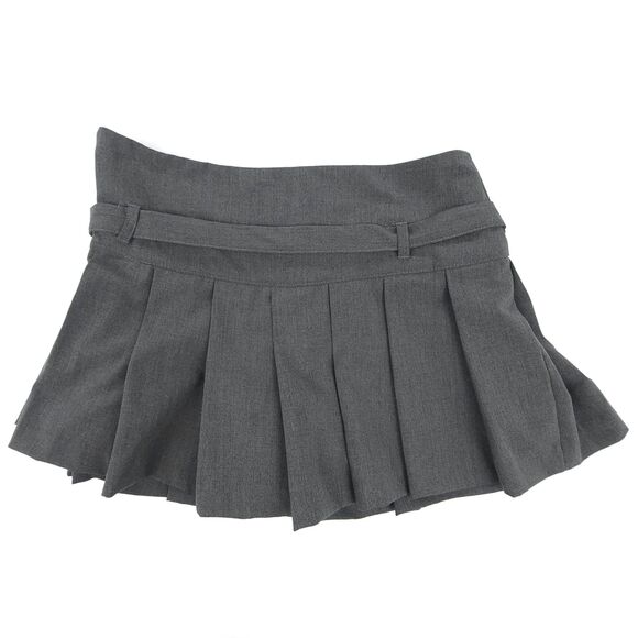 NEW Zara 90s Box Pleated Belted Micro Mini Skirt Skort Low Rise Gray Academia XS - Picture 6 of 9